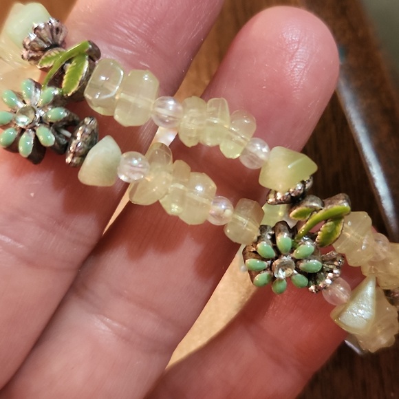 90s Green and Blue Silver Floral Jewelry Set - Picture 2 of 4